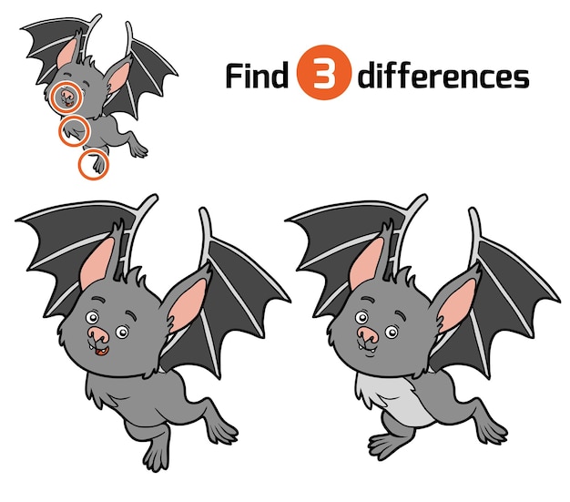 Find differences, education game for children, Bat