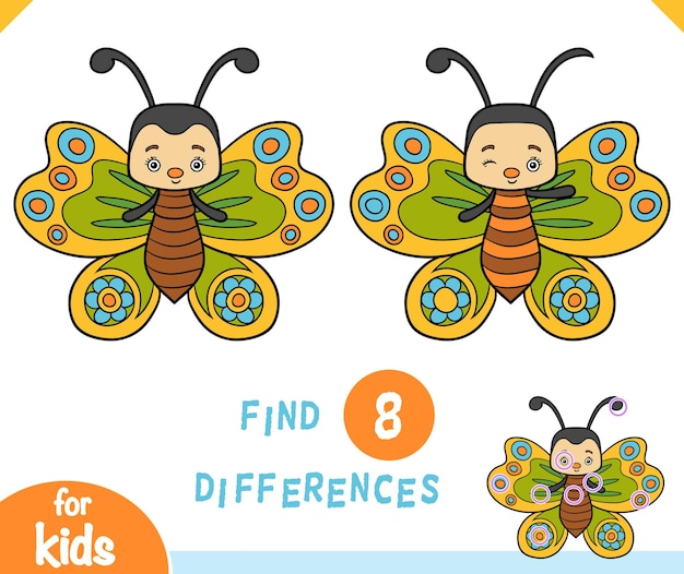 Find differences education game for children Butterfly