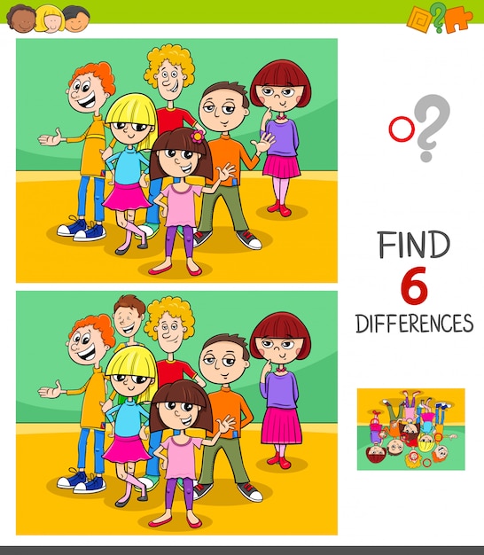 Find differences game with kids or teens