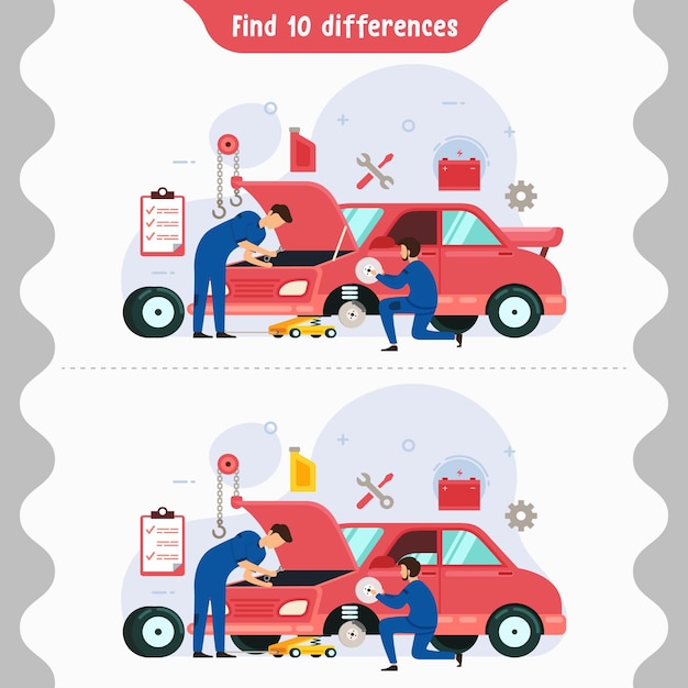 Find differences pictures kids game for educational activity