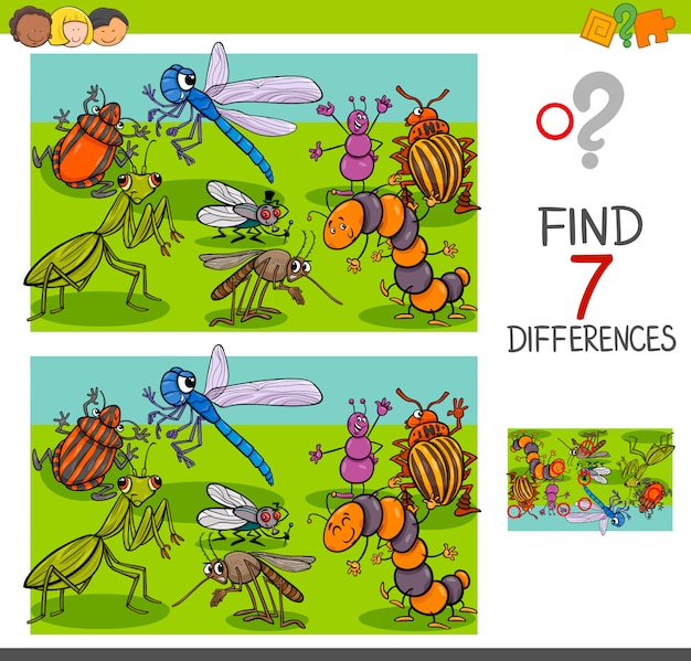 find differences with insects animal characters group