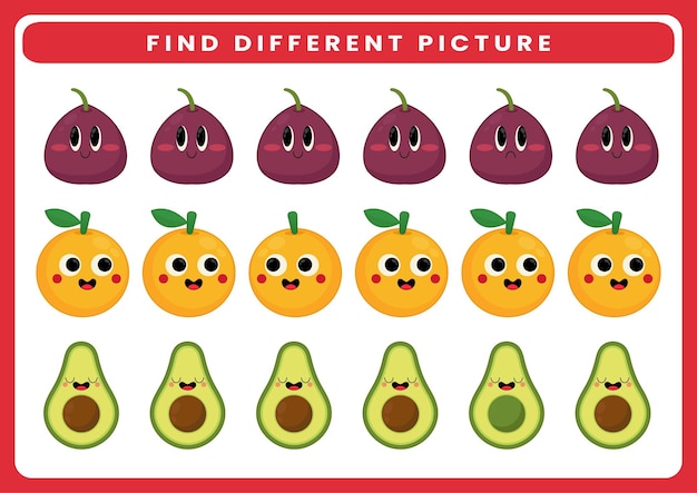 Find different picture worksheet for kids