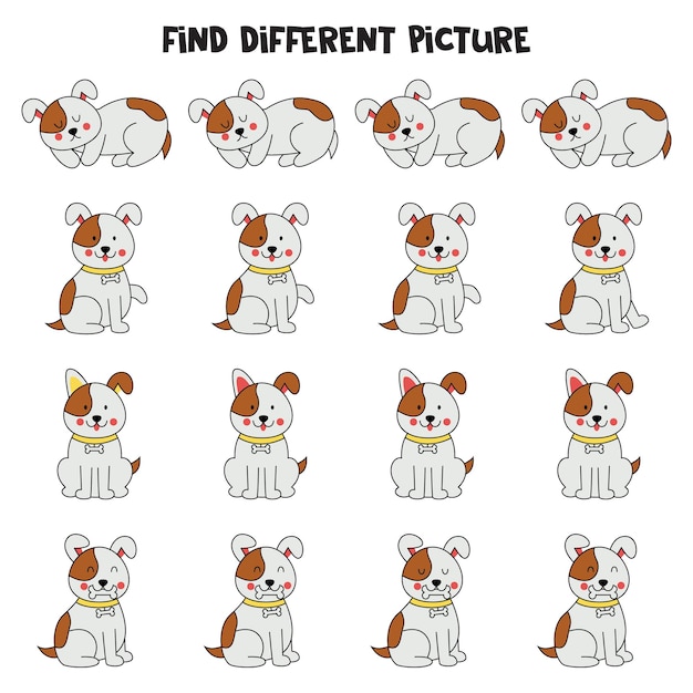 Find dog which is different from others Worksheet for kids