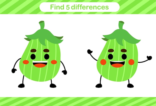 Find five differences of fruit Education game for kids Educational page