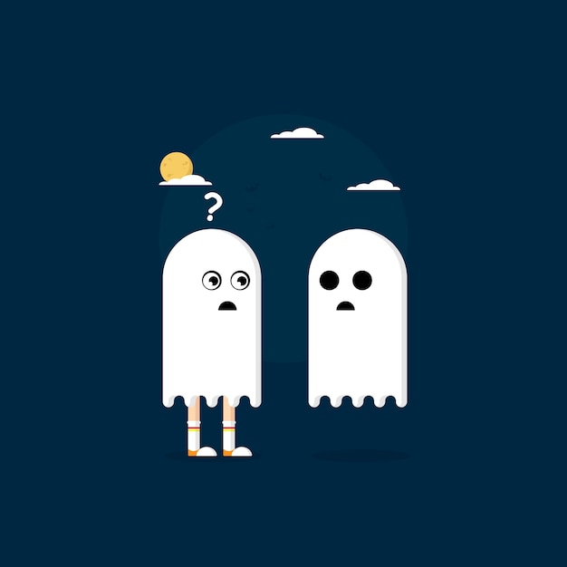 Find Ghost Halloween in Flat Design Free Vector