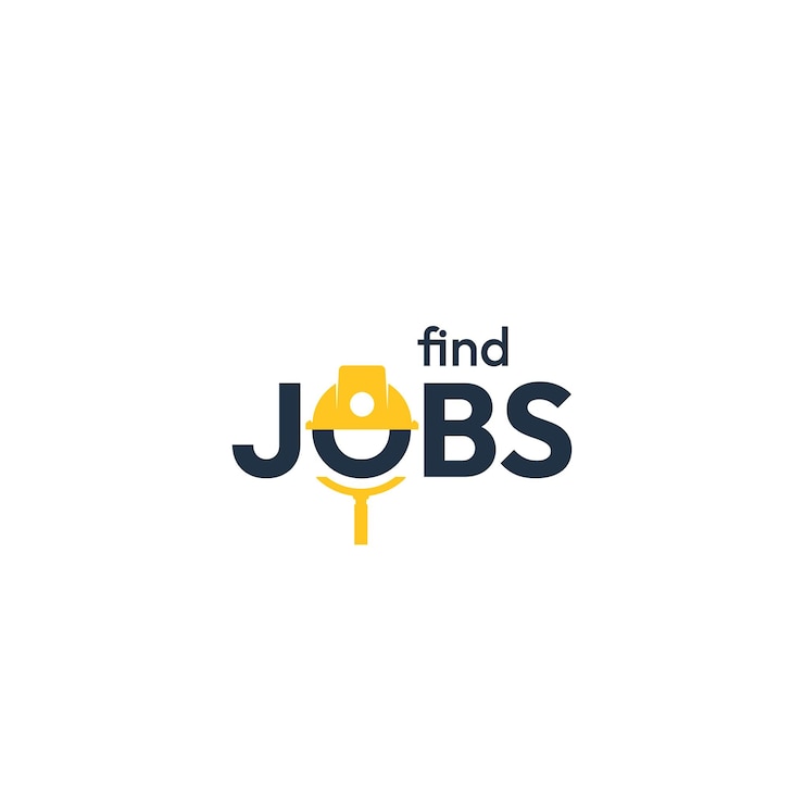 Vector find jobs letter with helmet construction logo vector design illustration