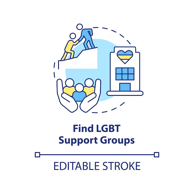 Find lgbt support groups concept icon