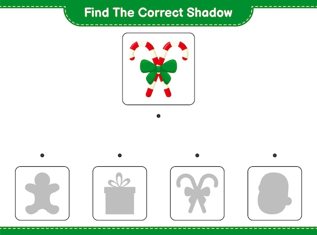 Find and match the correct shadow of Candy Canes with Ribbon