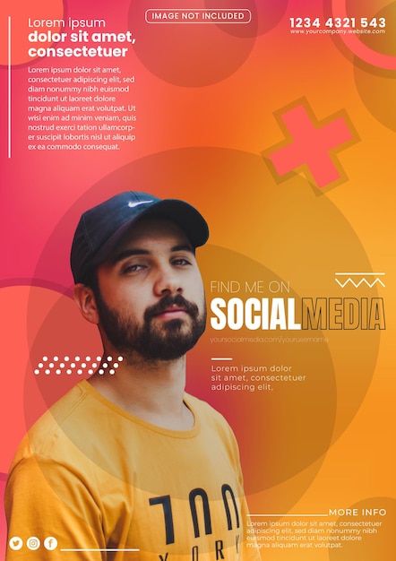 Vector find me on social media with modern background