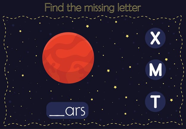 Find the missing letter alphabet of the universe educational material