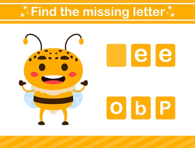 Find the missing letter of animalsuitable for preschoolEducational page for kids