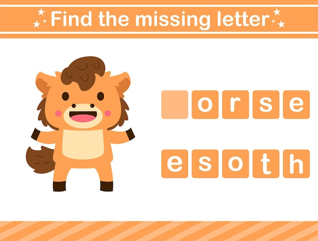 Find the missing letter.educational game suitable for kindergarten and preschool.education page