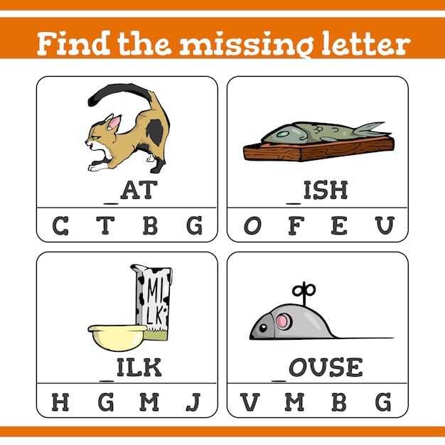 Find the missing letter game for preschool children