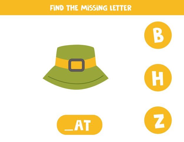 Find missing letter with camping hat spelling worksheet