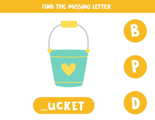 Find missing letter with carton bucket Spelling worksheet