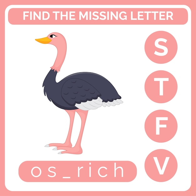 Vector find the missing letter worksheet