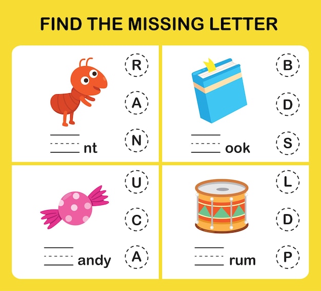 Find the missing letterEducation game for kids