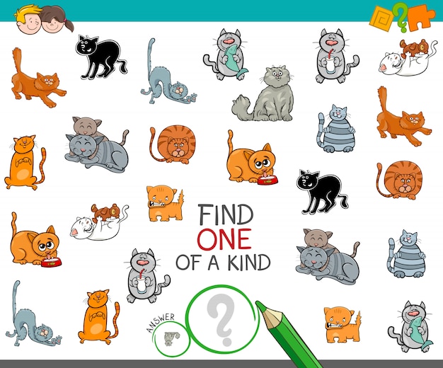 Find one of a kind picture with cat character