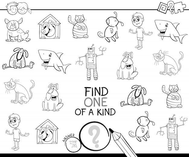 find one picture of a kind coloring game