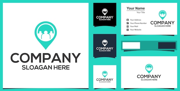 Trova persone posizione logo design template premium