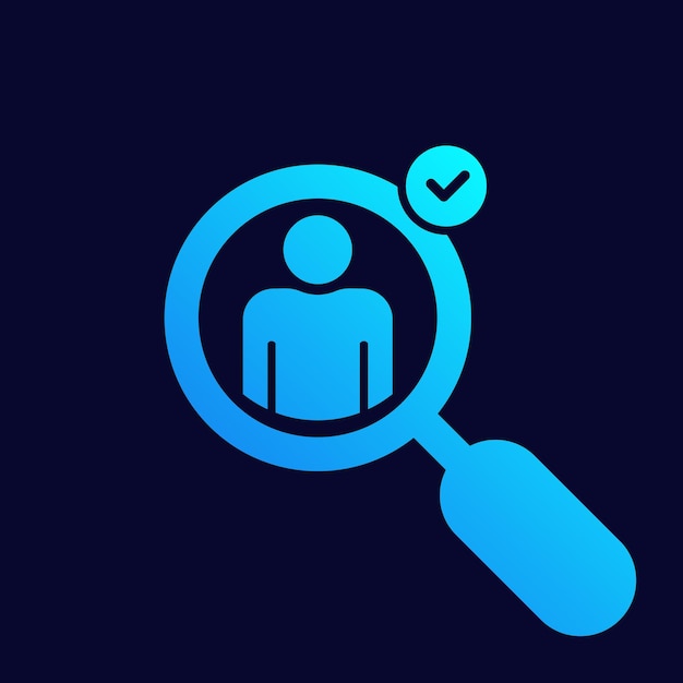 Find Qualify Status Employee Silhouette Icon Search Select Check Magnify Person Pictogram Check