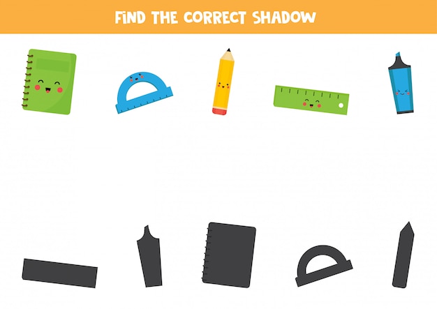 Find the right shadow of school stationery.