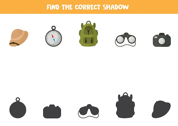 Vector find the right shadow of travelling tools.