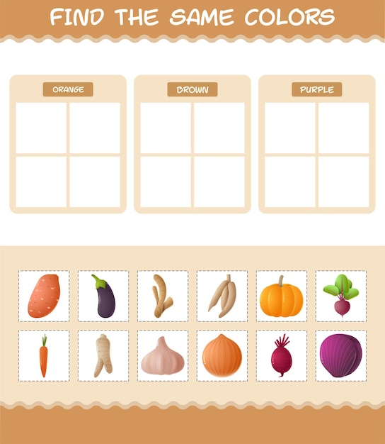 Найдите одинаковые цвета овощей. Игра «Поиск и сопоставление». Развивающая игра для детей дошкольного возраста и малышей