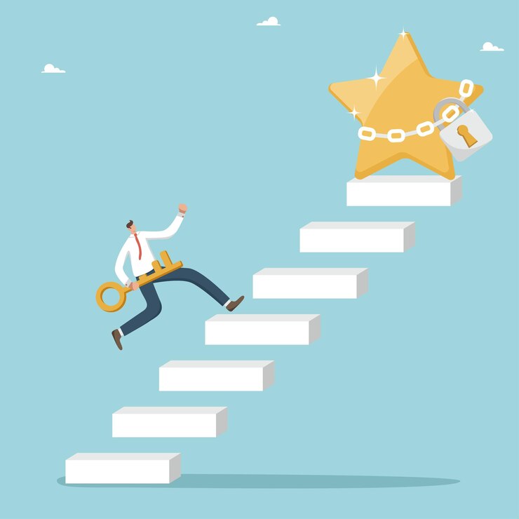 Vector find secret key for great success in business or study striving and motivation for high results