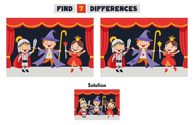 Find seven differences activity for children