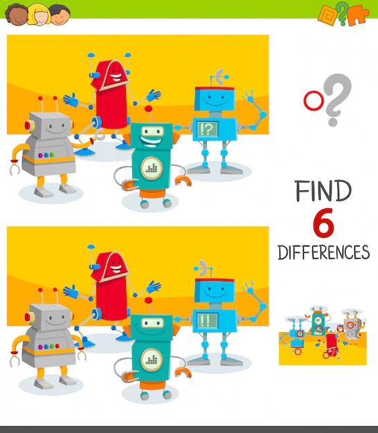 Find Six Differences Between Pictures Educational Game