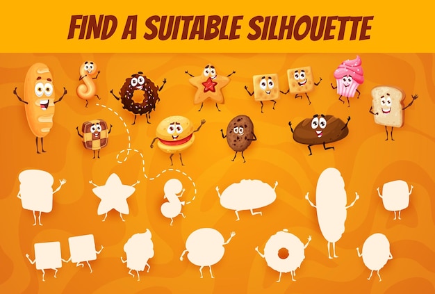 Find a suitable bakery silhouette game worksheet