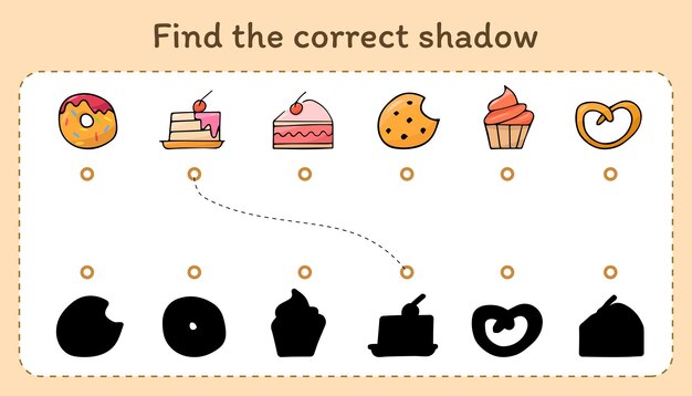 find a suitable shade connect the drawings delicious food game an intellectual game for children