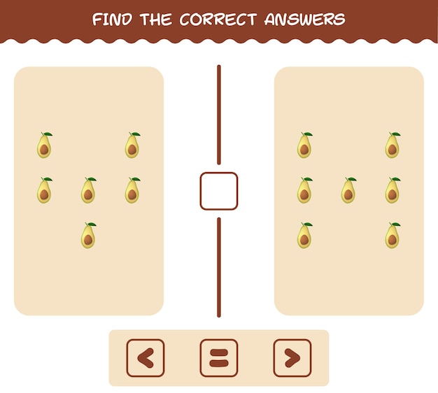 Найдите правильные ответы из мультфильма авокадо. игра на поиск и подсчет. развивающая игра для дошкольников и малышей