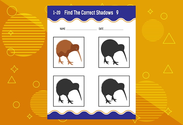 Найдите правильный развивающий рабочий лист shadow education matching game for kids