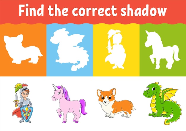 Найдите правильный рабочий лист shadow education matching game для детей