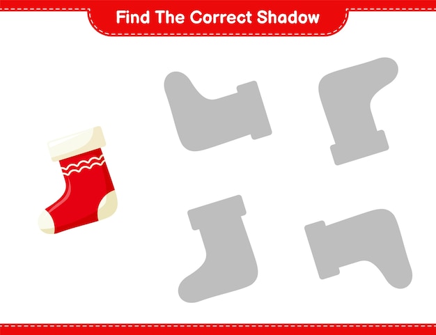 Найдите правильную тень. найдите и сопоставьте правильную тень носков. развивающая детская игра