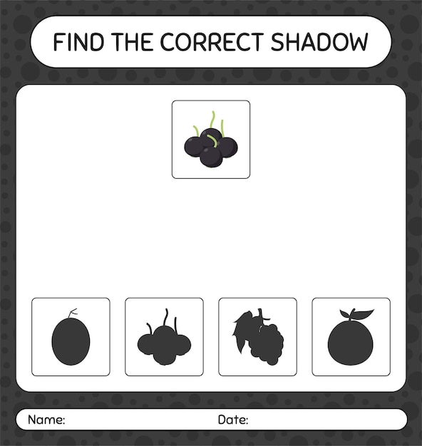 Найдите правильную игру теней с farkleberry. рабочий лист для дошкольников, детский лист активности