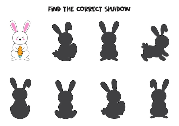 Найдите правильные тени милого пасхального кролика логическая головоломка для детей