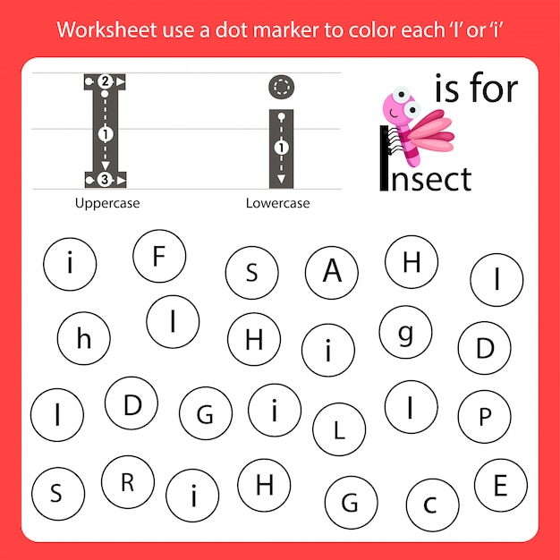 워크 시트 찾기 점 표식을 사용하여 각 I의 색상을 지정하십시오.