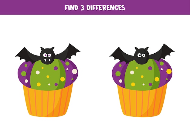 Найдите три отличия между двумя кексами на хэллоуин.