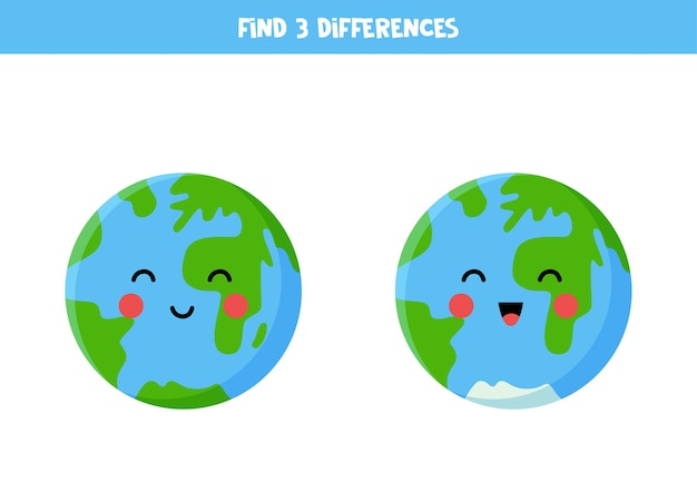 Найдите три отличия между двумя планетами Земля.