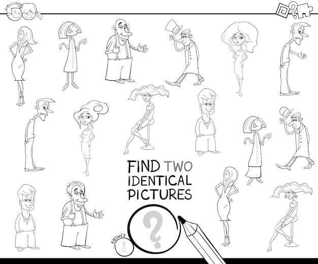 Find two identical characters coloring book