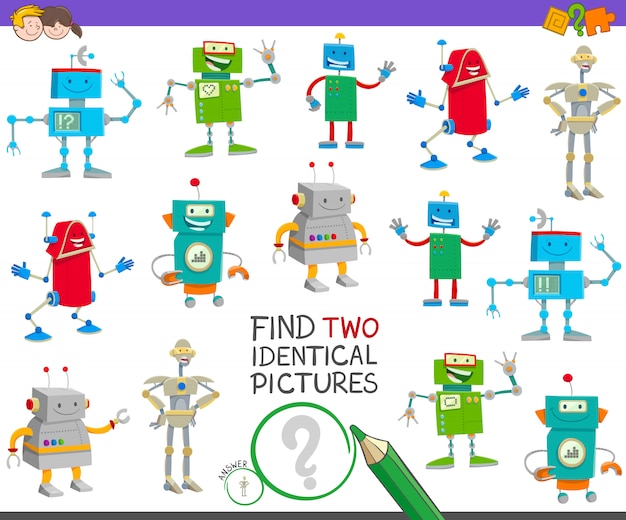 Find Two Identical Robots Educational Game