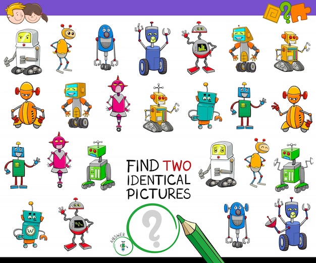 find two identical robots game for kids