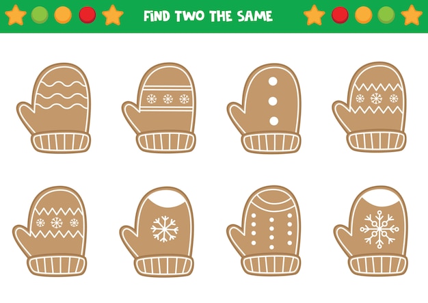 Find two the same Christmas wreaths. Educational worksheet for preschool kids