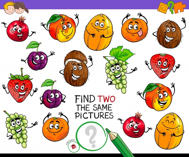 Find two the same fruit characters game