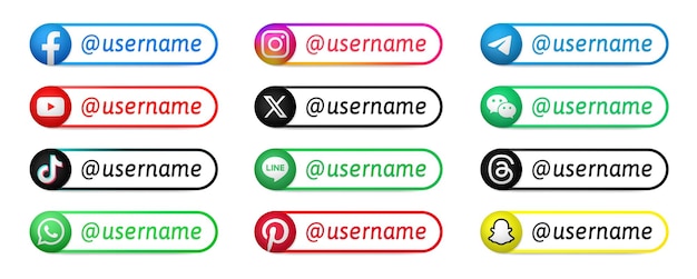 Vector find us on banners with usernames social networks instagram facebook whatsapp tiktok telegram icons