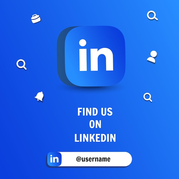 ค้นหาเราได้บนโปสเตอร์ LinkedIn ในภาพประกอบเวกเตอร์