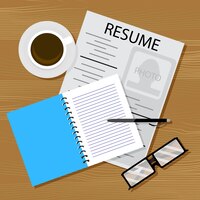Vector find work resume on table